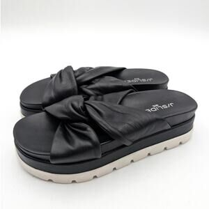JSlides Bright Platform Slide Sandals Open Toe Women's Black Size US7M EU37.5